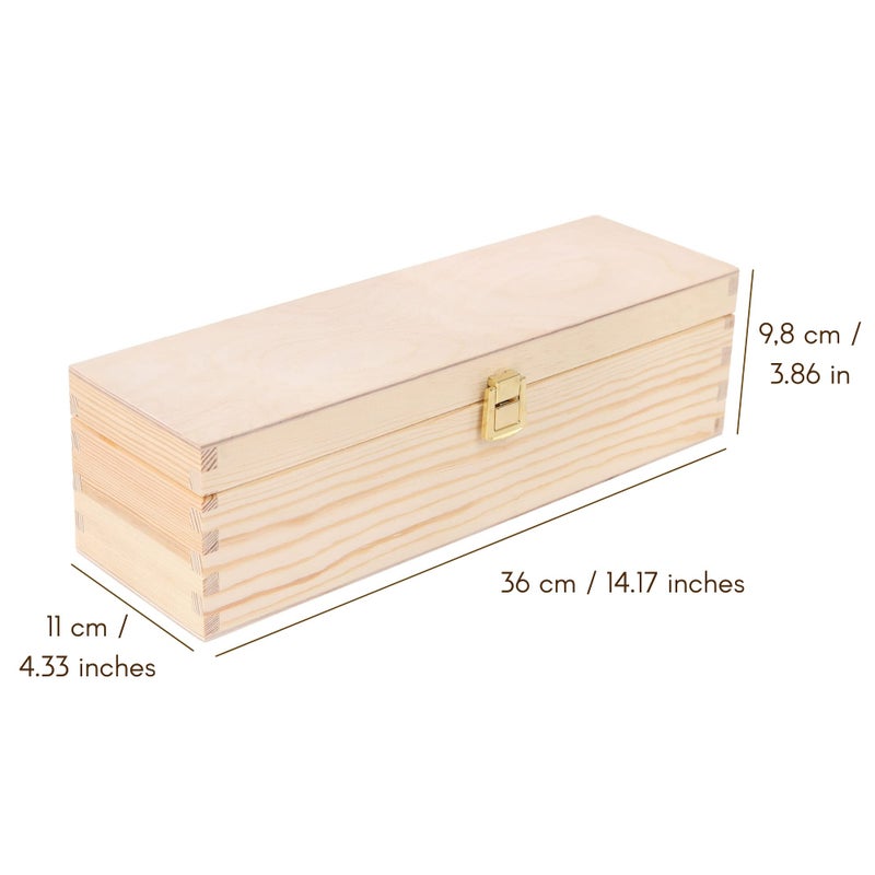 Creative Deco Unpainted Wine Wooden Box Gift Storage | 1 Bottle | 13.81 x 4.33 x 3.93 in | Natural Wood Holder | Perfect Luxury Box for Christmas, Birthday, Wedding, Valentineâ€™s Day, Anniversary - Image 2